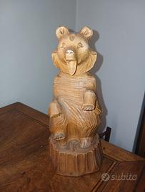 Piccola scultura orso in legno vintage