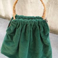Borsa vintage anni 60 con manico in bambù