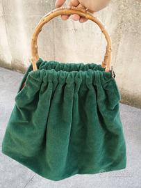 Borsa vintage anni 60 con manico in bambù