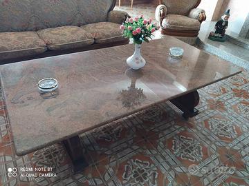 Tavolo con ripiano in marmo per soggiorno / salone