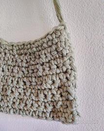 Borsa macramè verde salvia 