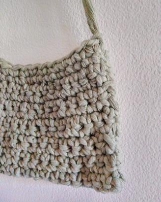 Borsa macramè verde salvia 