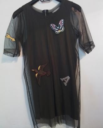 Abito PLEASE stile militare elasticizzato e tulle