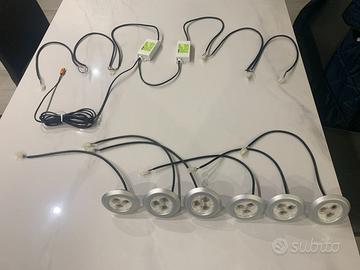 Kit 6 faretti Slim Led luce calda con alimentatore