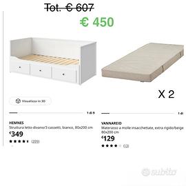 Letto-Divano Ikea Hemnes + 2 materassi Vannareid