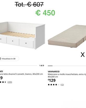 Letto-Divano Ikea Hemnes + 2 materassi Vannareid
