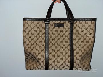 Borsa Gucci GG canvas tote stile vintage beige