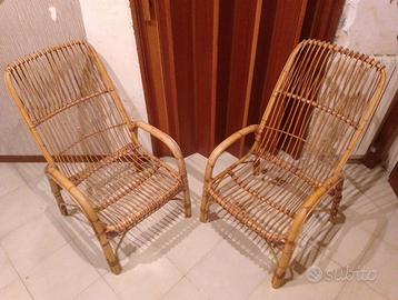 Coppia Poltrone in rattan vimini di Bonacina