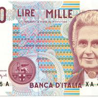 banconote da 1000 lire e pezzi bimetallici da 500 