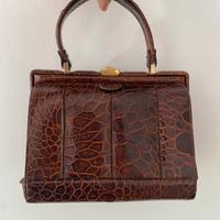 Borsa vintage in pelle di coccodrillo- top handle