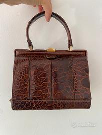 Borsa vintage in pelle di coccodrillo- top handle