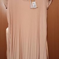 vestito da cerimonia, color albicocca, plissettato