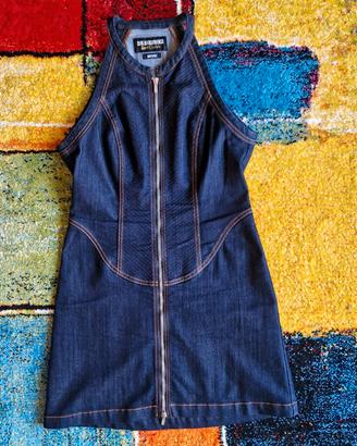 Abito corto, denim jeans, Bikkembergs, blu, Tg.M