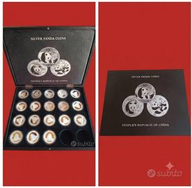 Once cinesi argento 999,9 serie Panda da 10 Yuan.