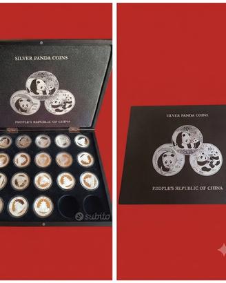 Once cinesi argento 999,9 serie Panda da 10 Yuan.