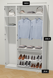 Armadio PAX IKEA 150 cm bianco profondità ridotta