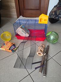 gabbia per  criceti con tanti accessori
