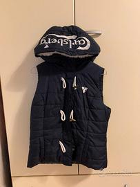 Gilè blu con cappuccio