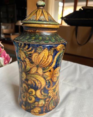 Vaso farmaceutico vintage in maiolica 