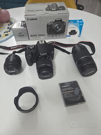 canon eos2000d  con obiettivi e borsa 