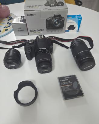 canon eos2000d  con obiettivi e borsa 