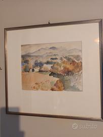 coppia di acquerelli   autore francese
