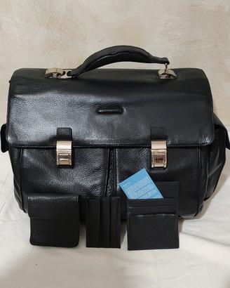 borsa da lavoro Piquadro blu in pelle 