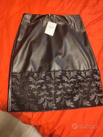 Gonna finta pelle/pizzo