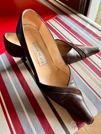 Decollete marrone scuro pelle-camoscio - Esibiusi