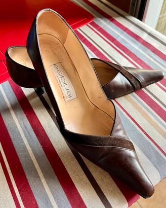 Decollete marrone scuro pelle-camoscio - Esibiusi