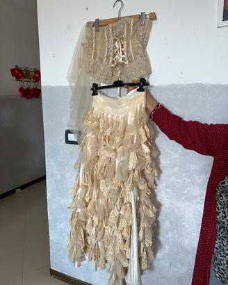 Vestito  comunione color avorio corsetto vintage