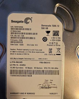 Hard Disk Seagate Barracuda 500GB