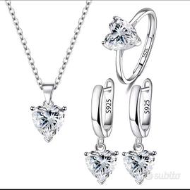SET GIOIELLI CUORE IN ARGENTO 925 CON COFANETTO 