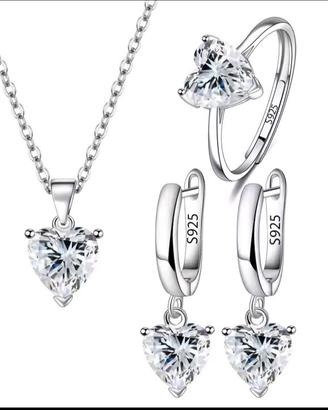 SET GIOIELLI CUORE IN ARGENTO 925 CON COFANETTO 
