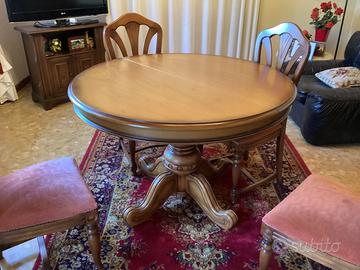 Tavolo legno massello allungabile con 5 sedie