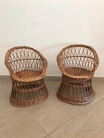 2 sedie per bambini in vimini