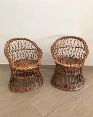 2 sedie per bambini in vimini