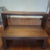Set tavolo + consolle e 2 mensole in legno massell