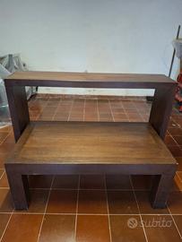 Set tavolo + consolle e 2 mensole in legno massell