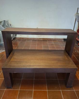 Set tavolo + consolle e 2 mensole in legno massell