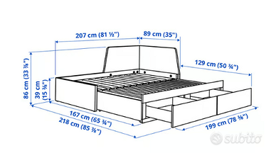 Letto Singolo con Materasso in Memory Foam