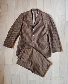 Abito completo gessato marrone uomo (tg. 48 slim)