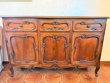 Credenza Bassa  3 ante + 3 cassetti Legno Noce