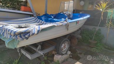 Barca 4 metri in vetroresina più carrello non omol