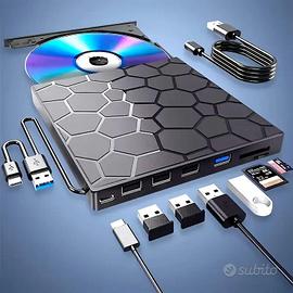 Lettore CD DVD Esterno Ultra-Slim 8 in 1 con USB 3