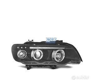 FARI BMW X5 E53 99-03 FONDO NERO OCCHI ANGELLO
