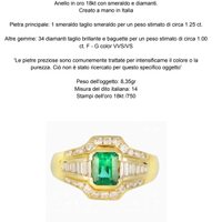 Anello-18 carati Oro giallo-1.25ct. tw. Smeraldo