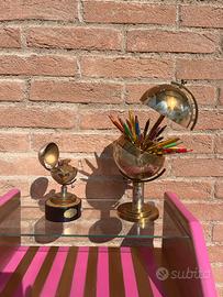 Porta sigarette e accendino globo vintage