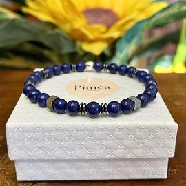 Bracciale uomo pietre lapislazzuli 6mm, ematite