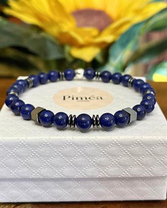 Bracciale uomo pietre lapislazzuli 6mm, ematite